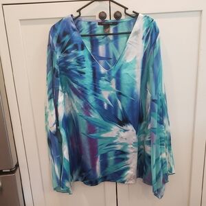 Ashley Stewart Women's Blue V-Neck Top